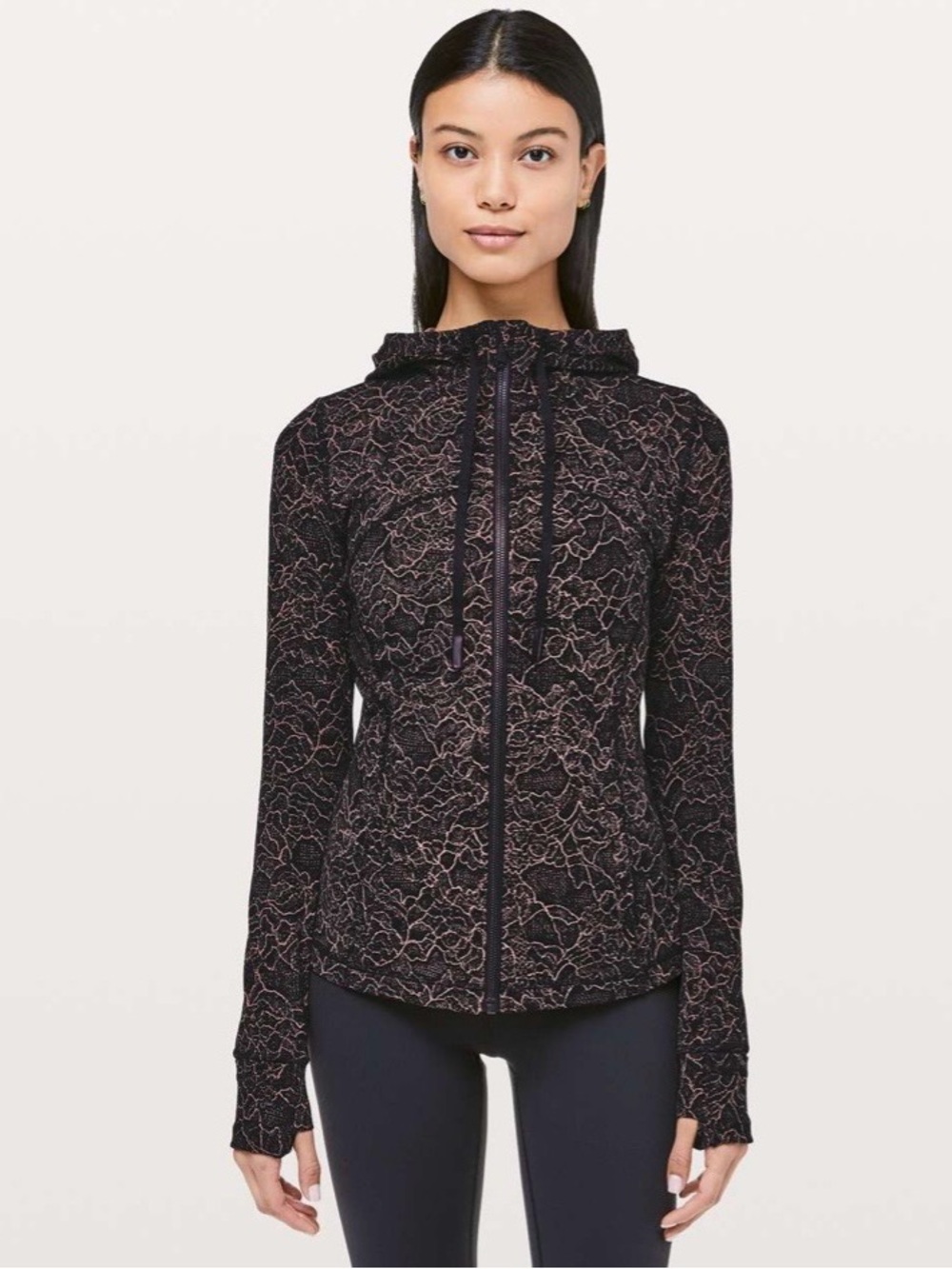 Lululemon Hooded Define Jacket *Nulu Lacescape Spanish Rose Black Style W4BB1S
